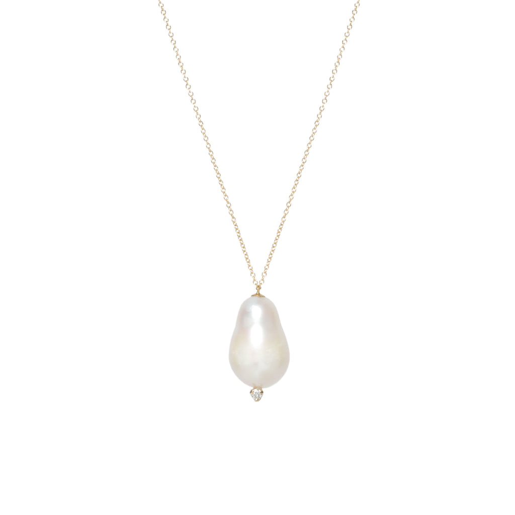 Zoe Chicco 14kt Gold Baroque Pearl and Prong Diamond Necklace – ZOË CHICCO