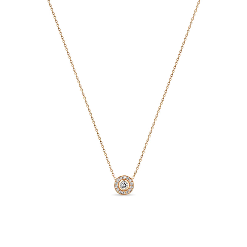 Zoë Chicco 14k Gold Round Diamond Halo Necklace – ZOË CHICCO