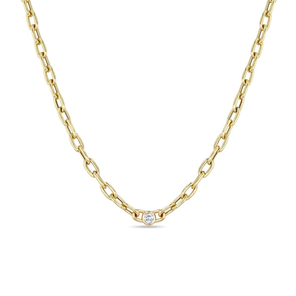 Zoë Chicco 14k Gold Floating Heart Diamond Small Curb Chain