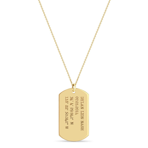 Zoë Chicco 14k Gold Pavé Diamond Initial Letter Medium Dog Tag