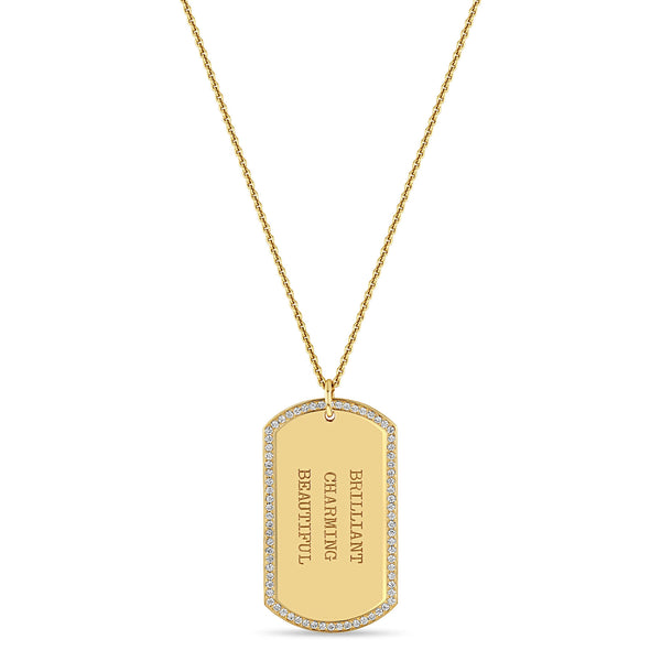 Zoë Chicco 14K Gold Large Engraved Dog Tag Necklace 14K Yellow Gold / 30