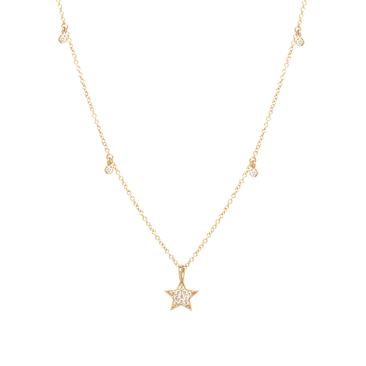 Zoë Chicco 14kt Midi Bitty Pavé Star Pendant With Dangling Diamonds ...