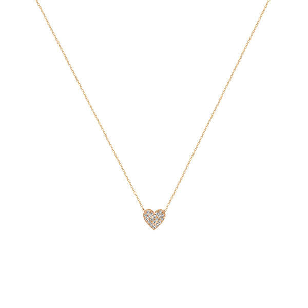 14K White Gold Small Pave Heart Necklace