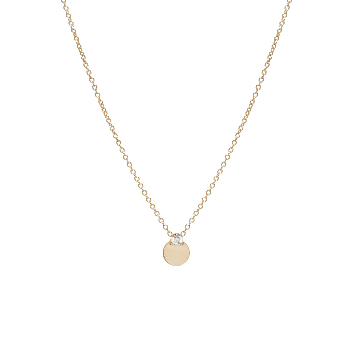 Zoë Chicco 14kt Gold Prong Diamond Medium Disc Necklace – ZOË CHICCO