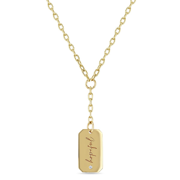 Zoë Chicco Men's 14K Gold Large Engraved Dog Tag Necklace 14K Yellow Gold / 30