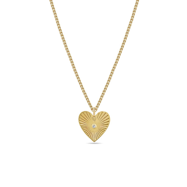 Zoë Chicco 14k Gold Medium Radiant Heart Diamond Bezel Medallion