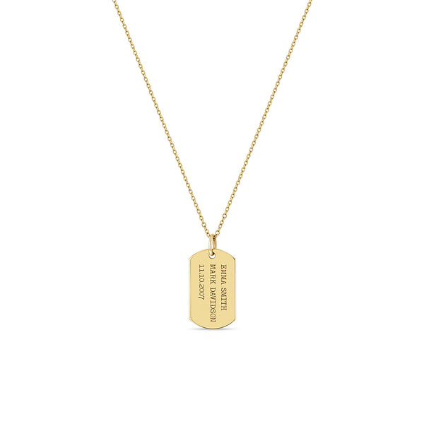 14k Gold Engraved Dog Tag Pendant - Zoe Lev Jewelry