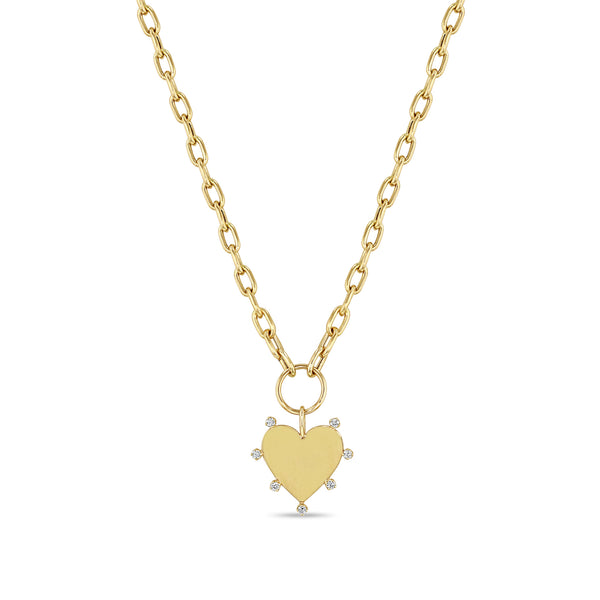 Zoë Chicco 14k Gold 7 Prong Diamond Heart Pendant Necklace – ZOË CHICCO