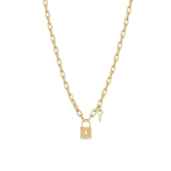 Zoe Chicco 14K Yellow Gold Small Padlock Necklace