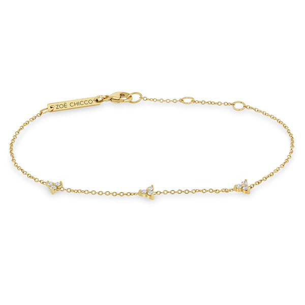 Zoë Chicco 14kt Gold Letter Bracelet with Floating Diamond – ZOË CHICCO