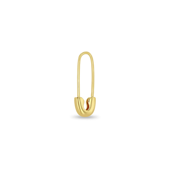 14K Gold Micro Pave Black Diamond Large Safety Pin Earring Single / Black Gold