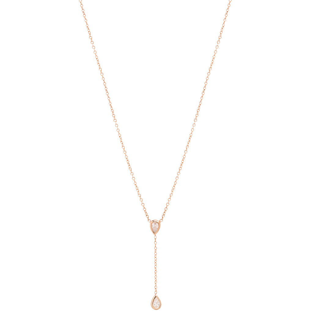 Zoë Chicco 14kt Gold Pear Diamond Drop Lariat Necklace – ZOË CHICCO