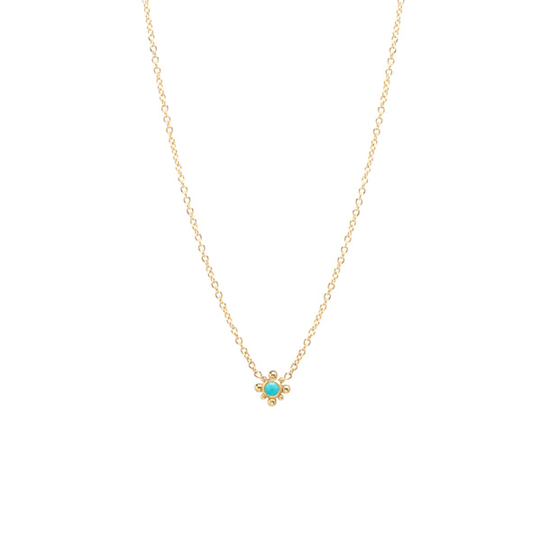 Zoë Chicco 14k Gold Single Turquoise Pendant Necklace | December 