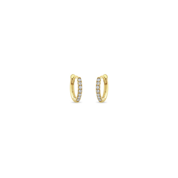 Small 14k Yellow Gold Wide Hinged Huggie Hoop Earrings