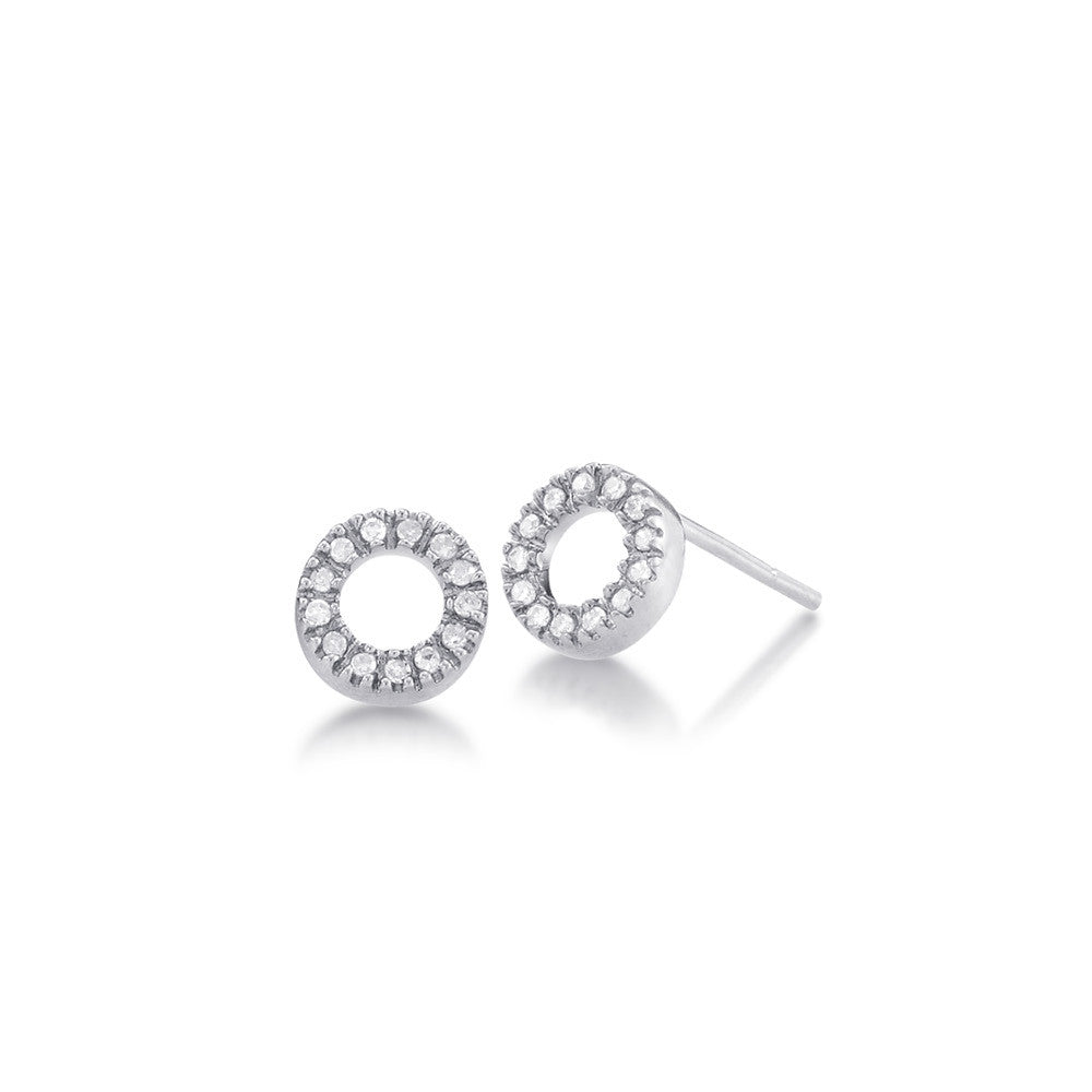 Bling Open Circle Diamond Stud Earring In White Gold Desires By