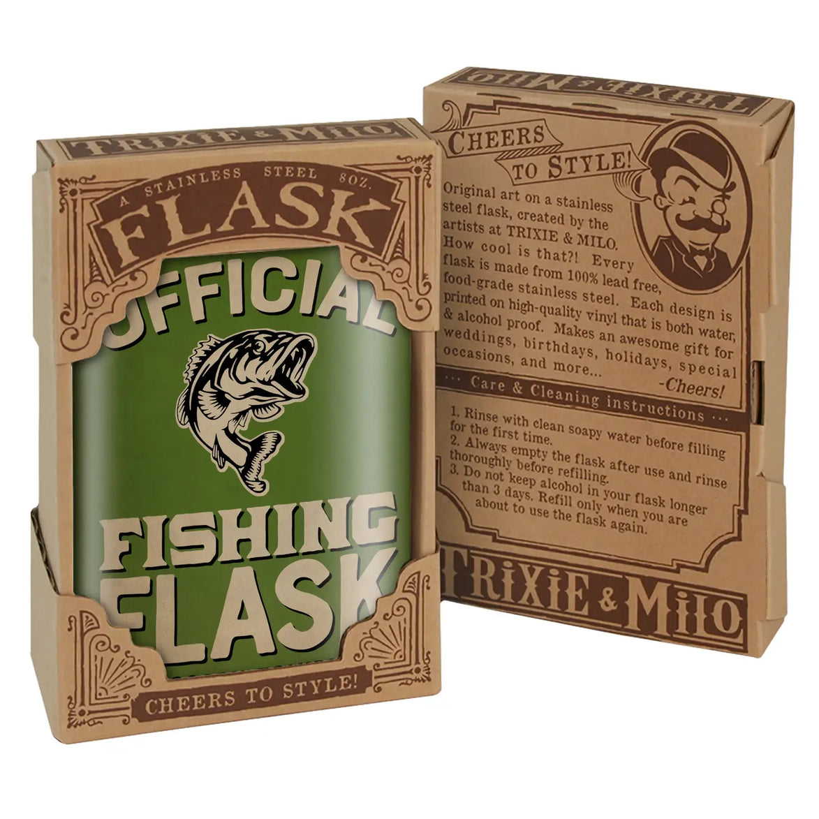 Flask: Gone Fishing - Funny, cool Fisherman's flask with retro inspired  graphics. Great gift idea for him, or anyone with good taste. – Trixie &  Milo