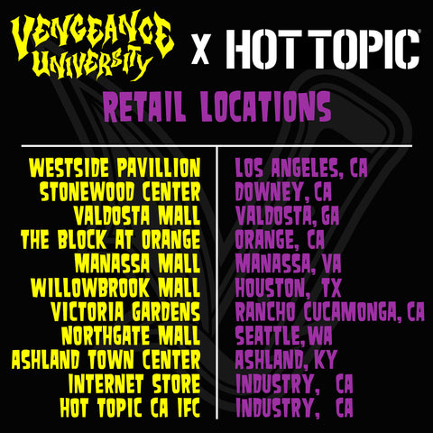 Vengeance University X Hot Topic Vengeance University