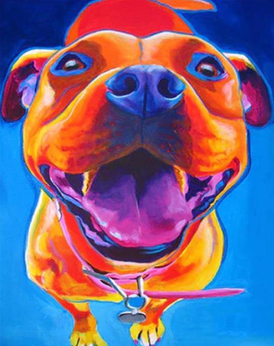 happy dog painting