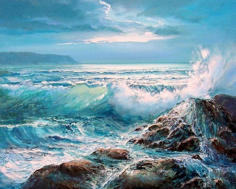 ocean waves rocks painting kit paint numbers slide previous