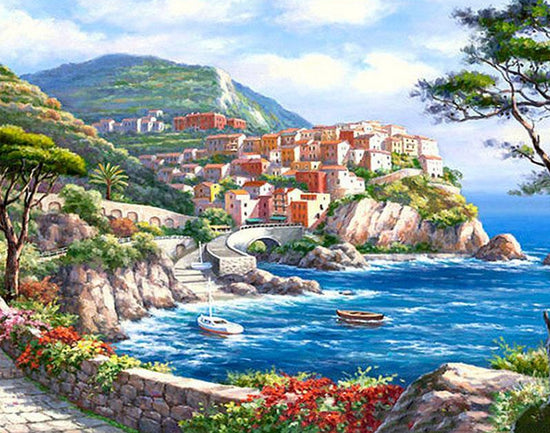 Buy all your favorite Beautiful Village - DIY Painting By Numbers Kit on  the internet