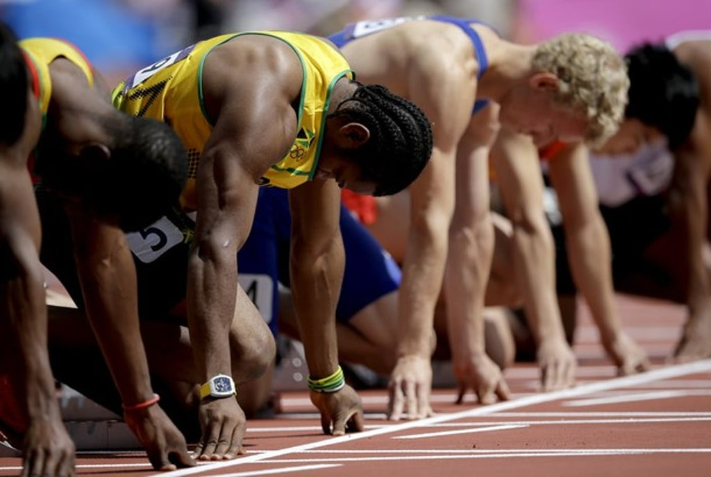 Yohan Blake wearing Richard Mille RM038 Tourbillon wristwatch at London Olympics 2012