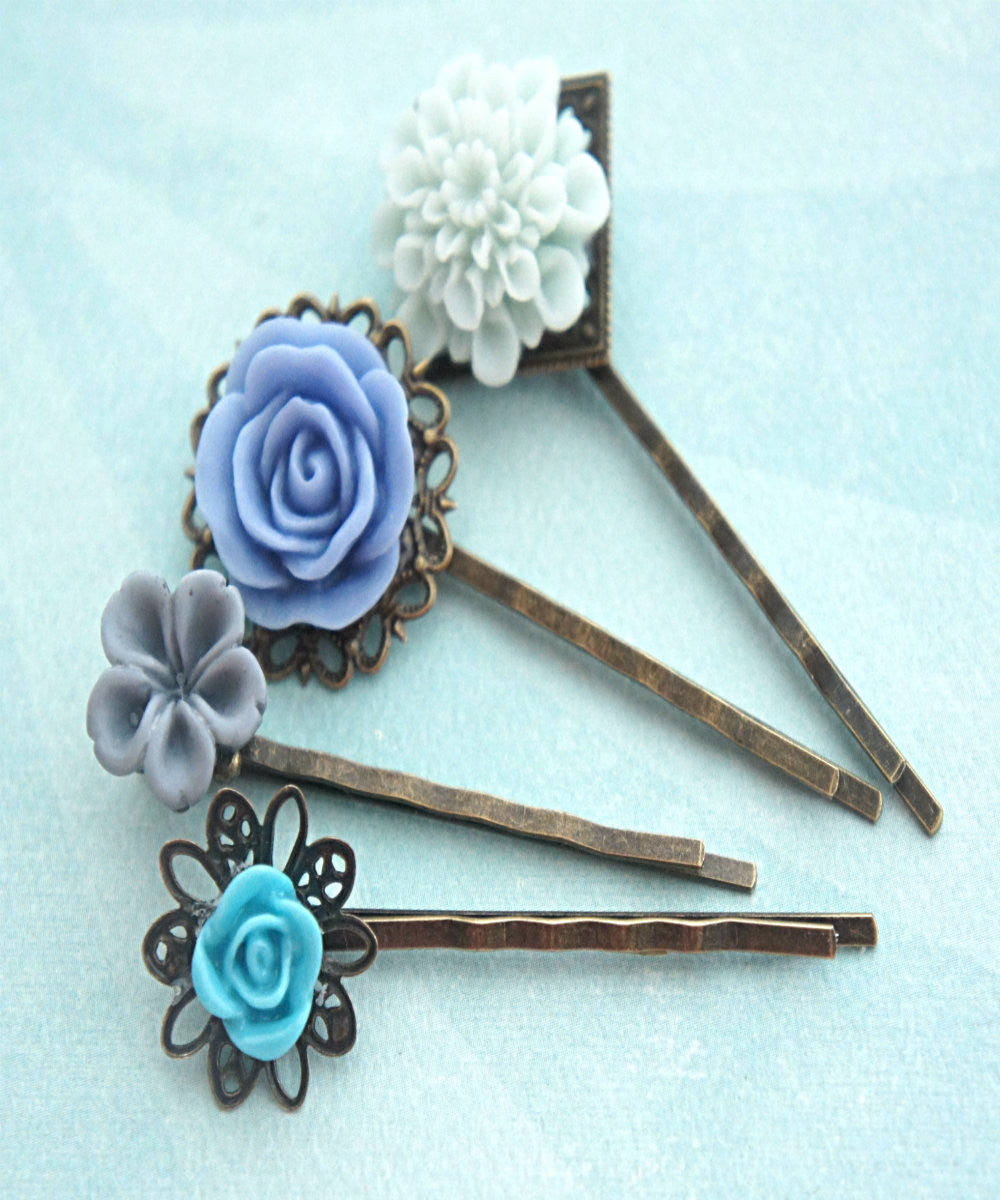 blue flower hair accessories