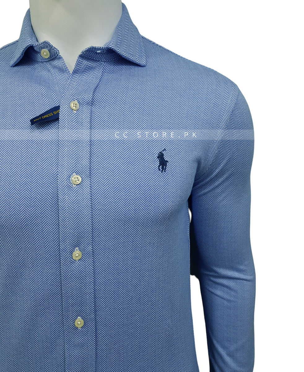 RL Herringbone Blue Knit Dress Shirt – Clothing Call - Your Multi Brand  Store.