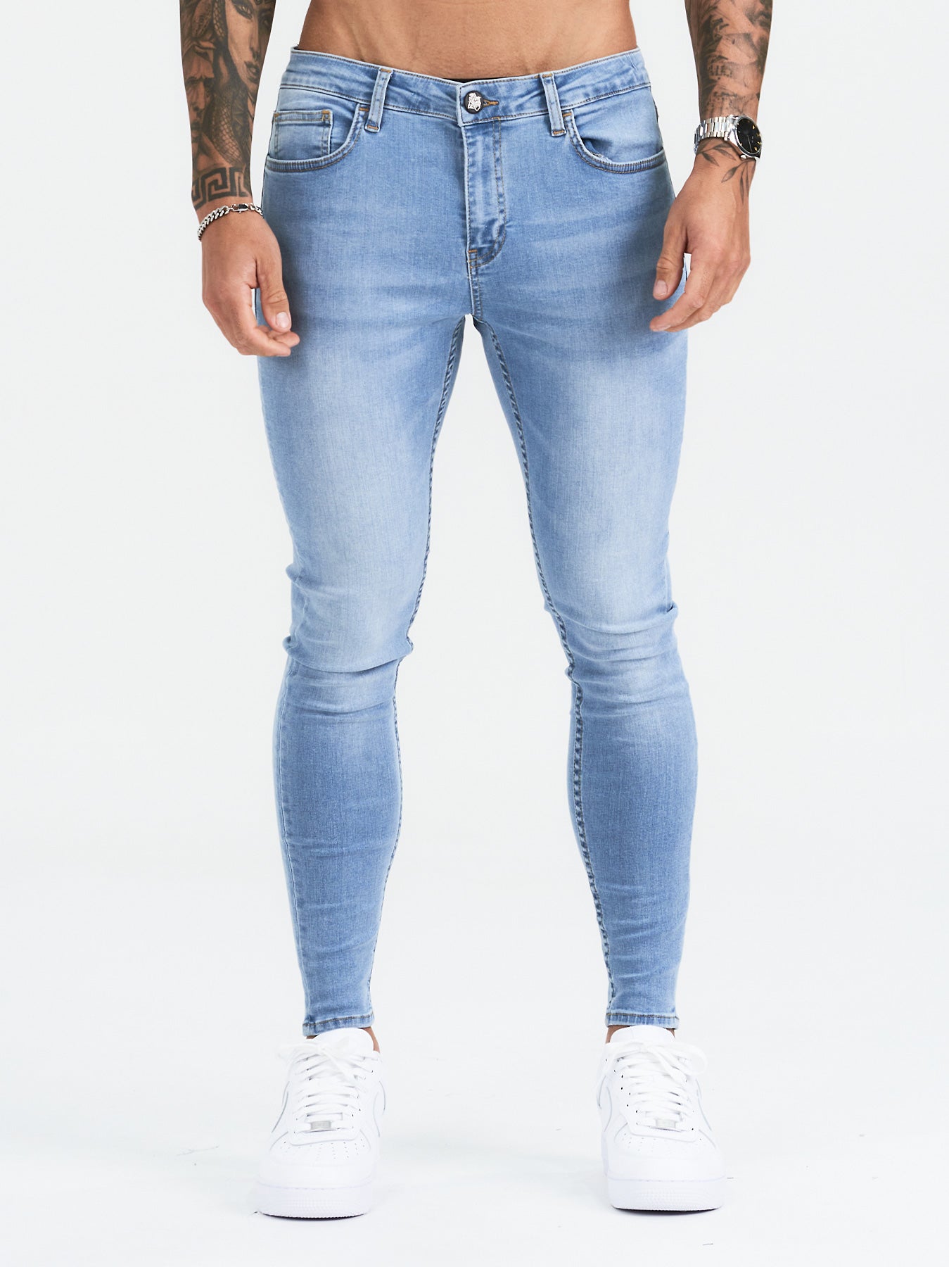 light blue ripped jeans baggy