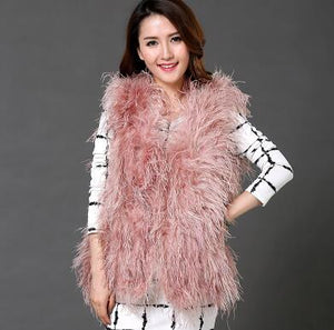 Ostrich Feather Finger-tip Length Vest 