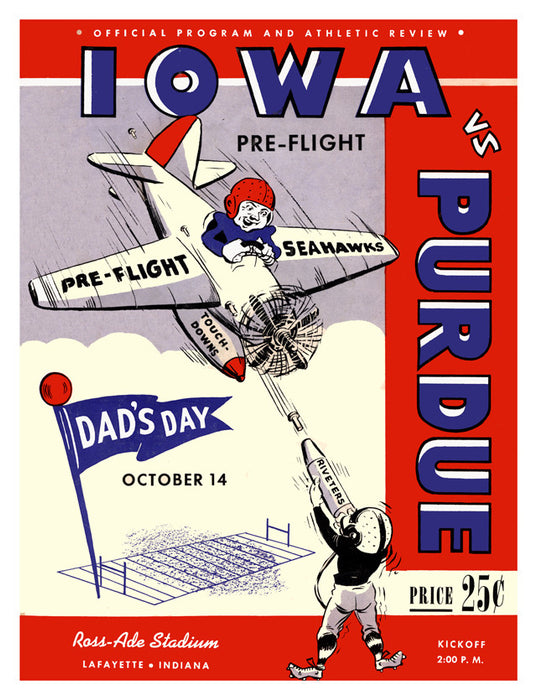 Seahawks Game Day Poster - 1944 Purdue Boilermakers Vs Iowa Pre Flight Seahawks 22x30 Canvas Hist Game Day Treasures