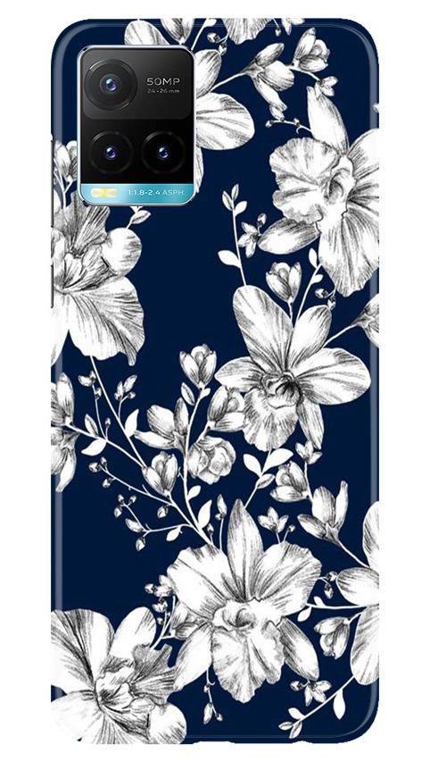 White flowers Blue Background Mobile Back Case for Vivo Y33s (Design - –  theStyleO