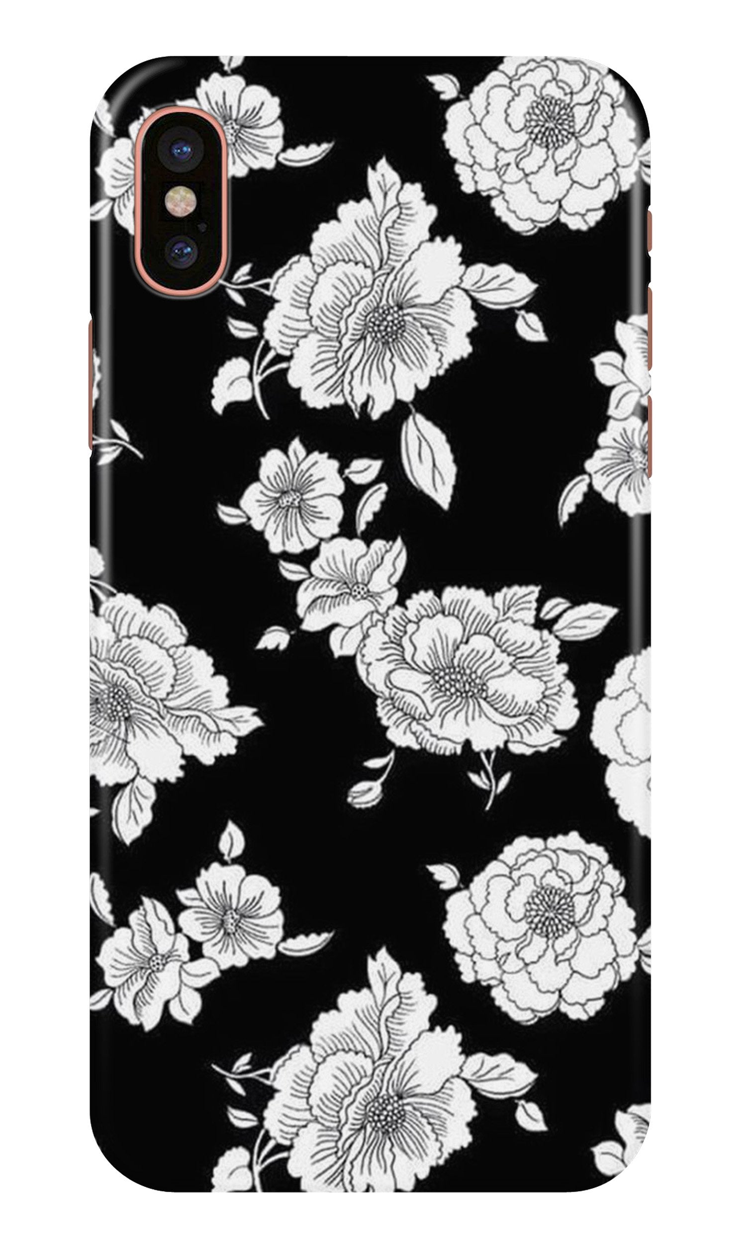 White flowers Black Background Mobile Back Case for iPhone X (Design - –  theStyleO
