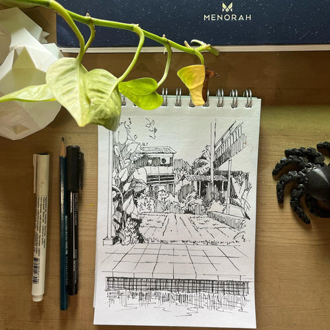 Menorah sketchbook Urban Sketching