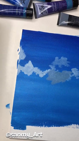 menorah canvas board rain cloud painting
