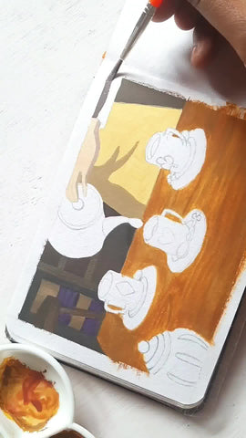 menorah sketchbook shadow painting