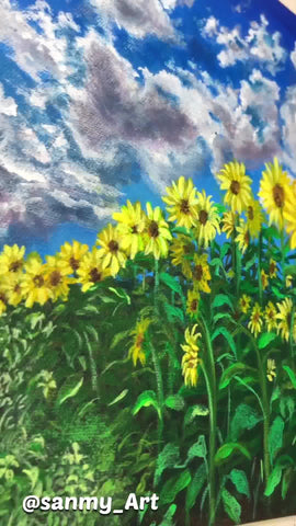 menorah sun flower field canvas painting