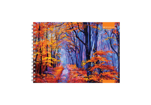 MENORAH - A4 Artist Sketch Book - Drawing Book- 140 GSM- Perforated Paper -  100 Pages/50Sheets - (21.0 cm x 29.7 cm)- (Autumn Trees) Design