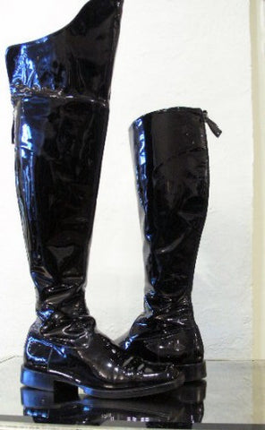 Chanel Black patent leather over-the-knee boots