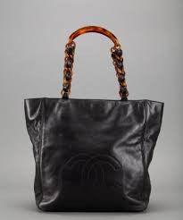chanel leather tort tote