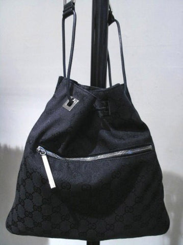 gucci black canvas drawstring bag