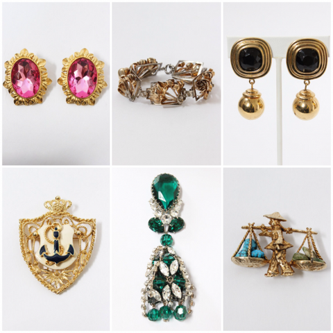 vintage jewelry at june brooches, clip earrings, bracelets, pin