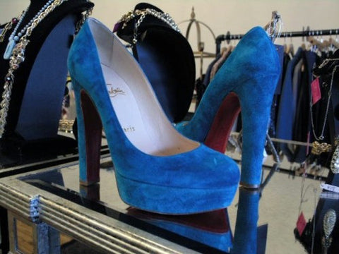 Louboutin Bibi heels blue suede