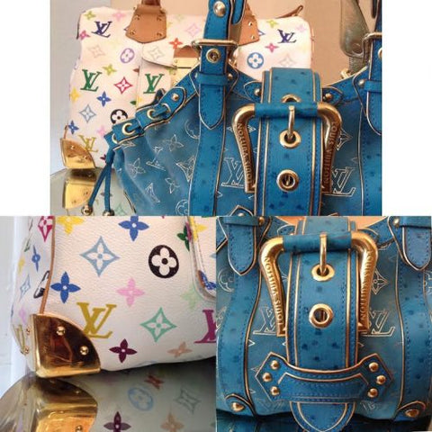 LOUIS VUITTON Limited Edition - Turquoise Exotic Ostrich Suede Monogram  Logo Bag