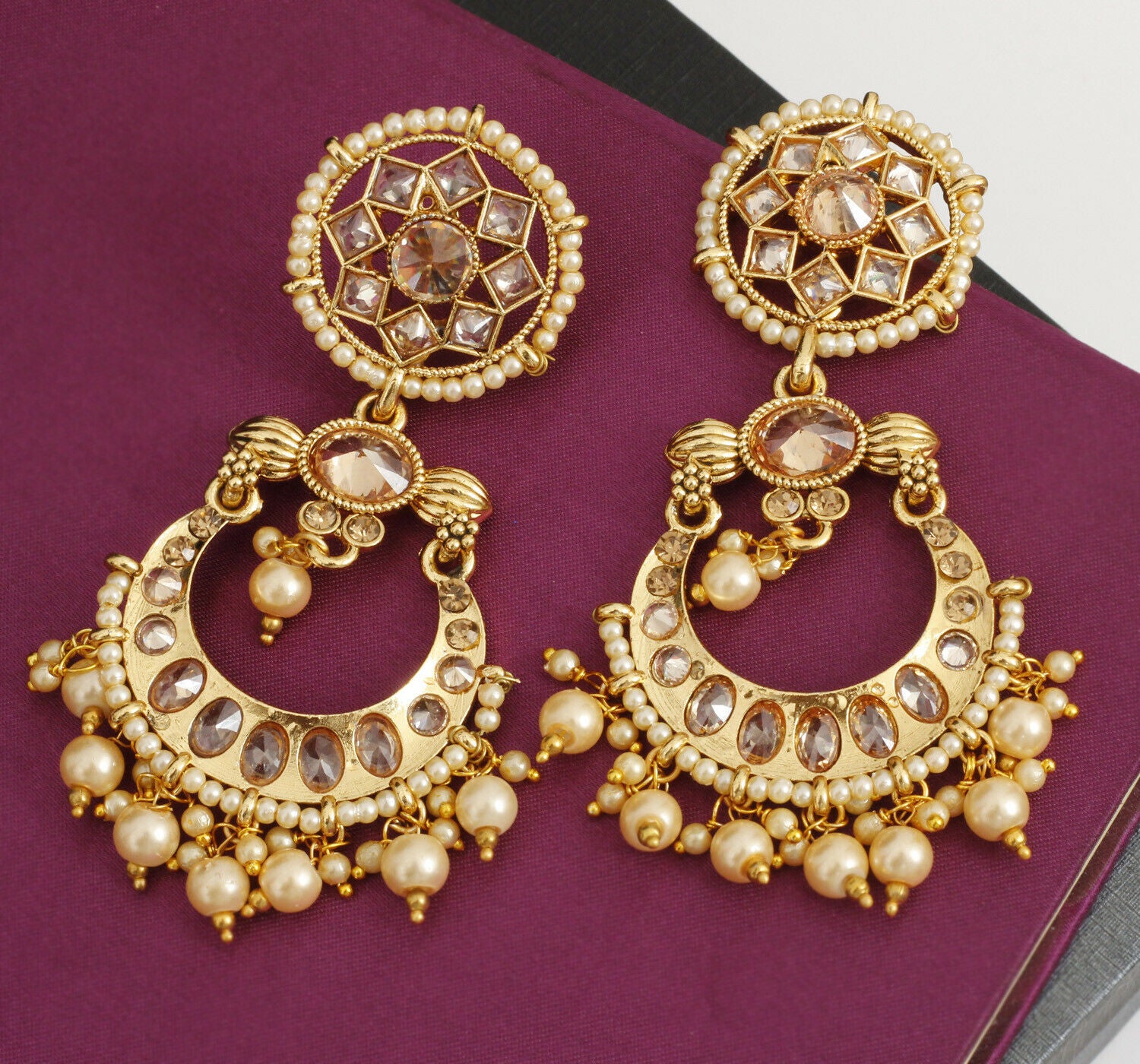 Ethnic Planter Antique Gold Earrings