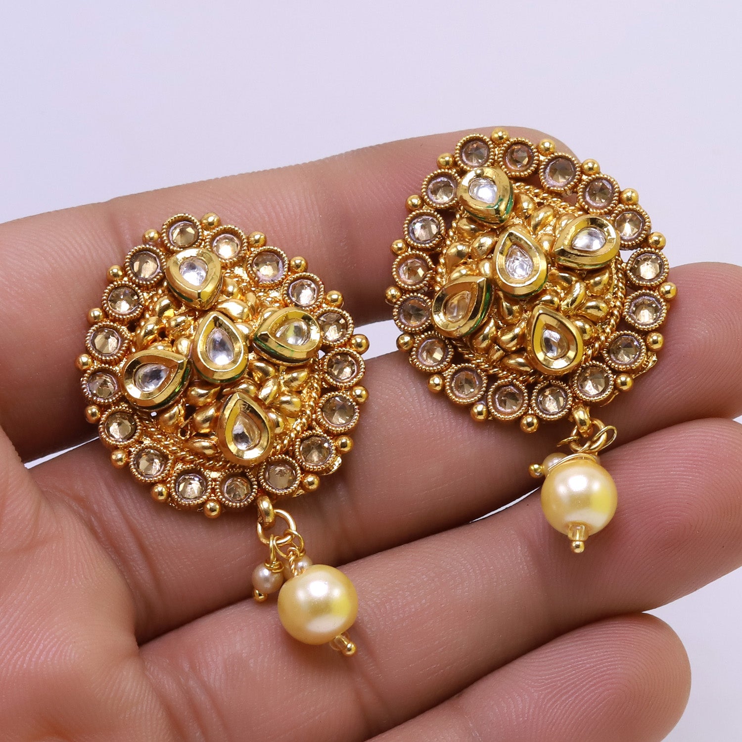 TRENDING KUNDAN MEENAKAARI JHUMKA STYLE EARRINGS FOR WOMENGIRLS