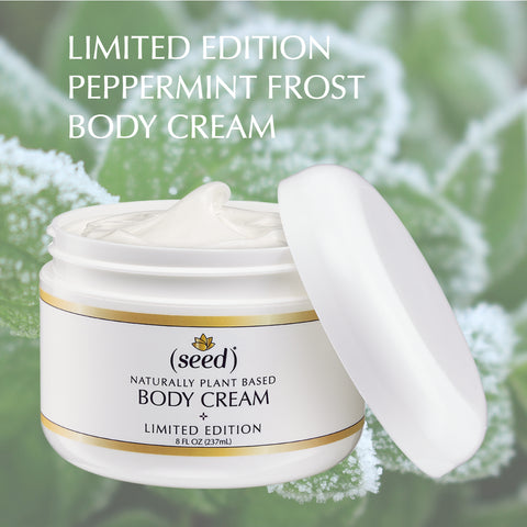 Pure peppermint frost candy cane holiday body cream from Seed