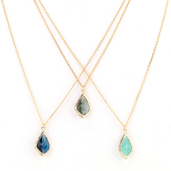 diamond droplet necklaces in blue hues