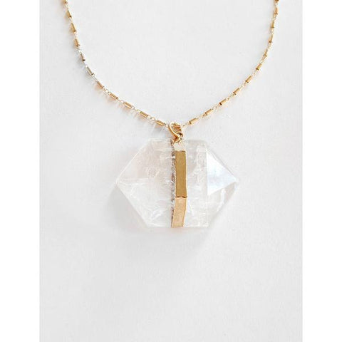 girl intuitive clear quartz large necklace
