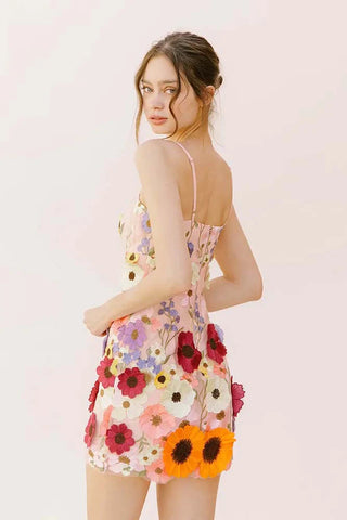 Storia 3d floral mini dress