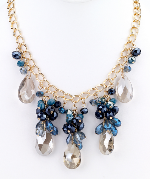 teardrop statement necklace blue